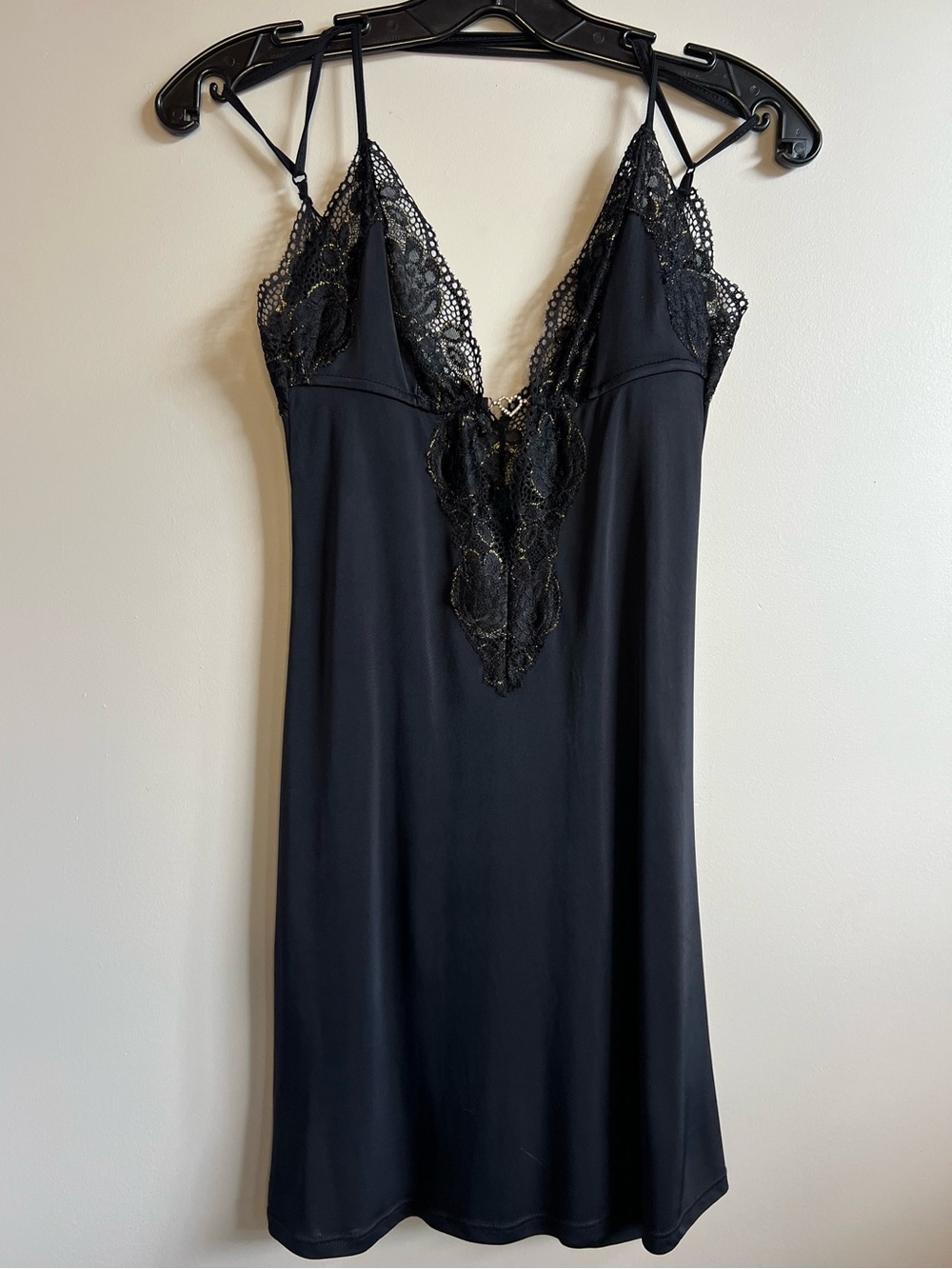 Recco Lingerie Black Lace Chemise Nightgown Slip Dress Women’s 46 Made Brazil L